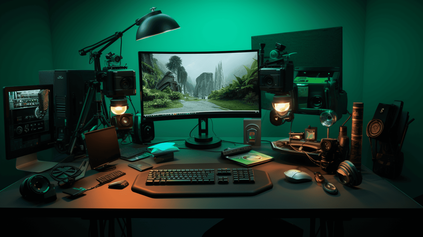 Desk setup of a VFX professional