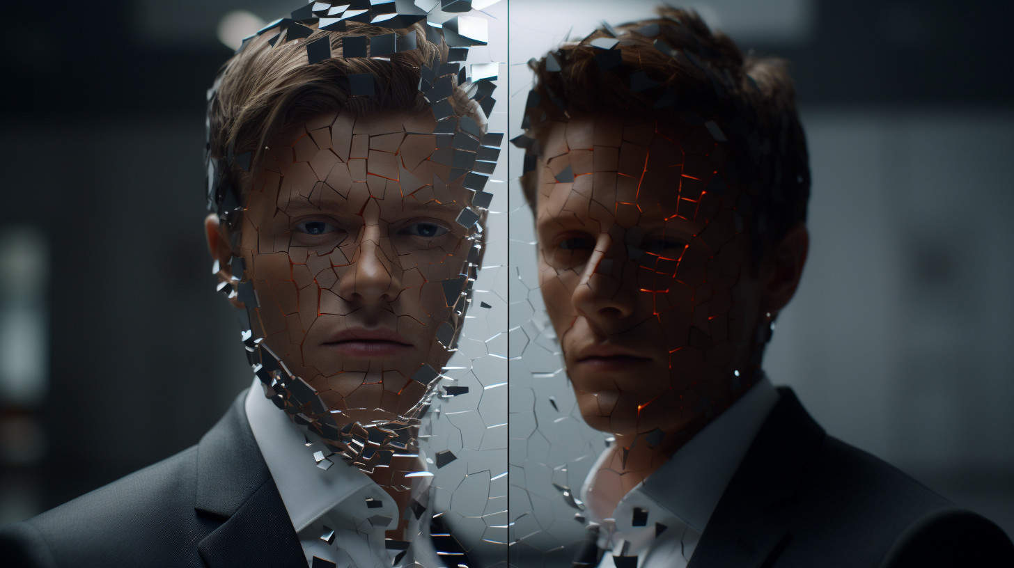 two mens faces with VFX particles applied