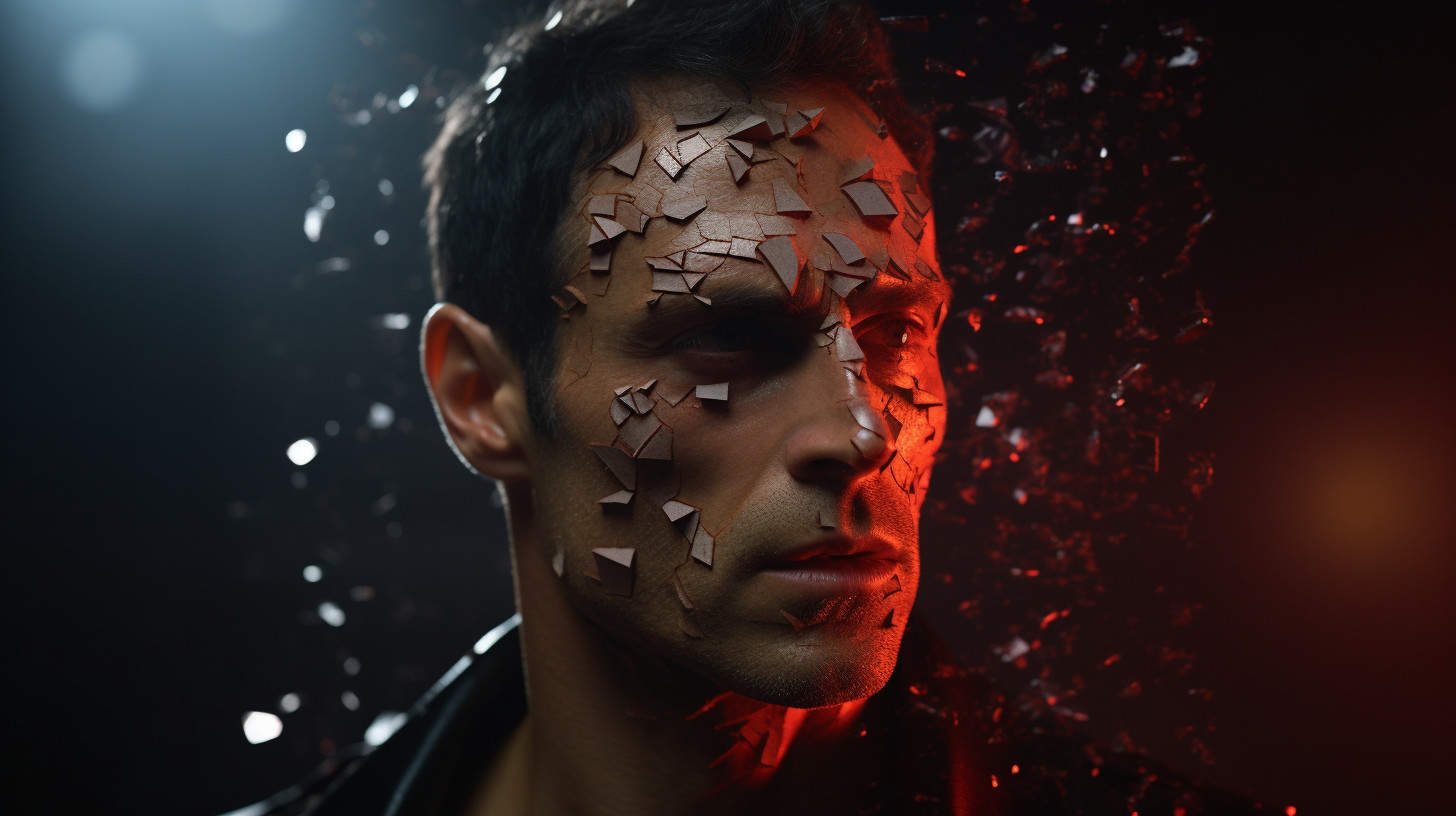 a man's face is being replaced with new digital pieces of skin