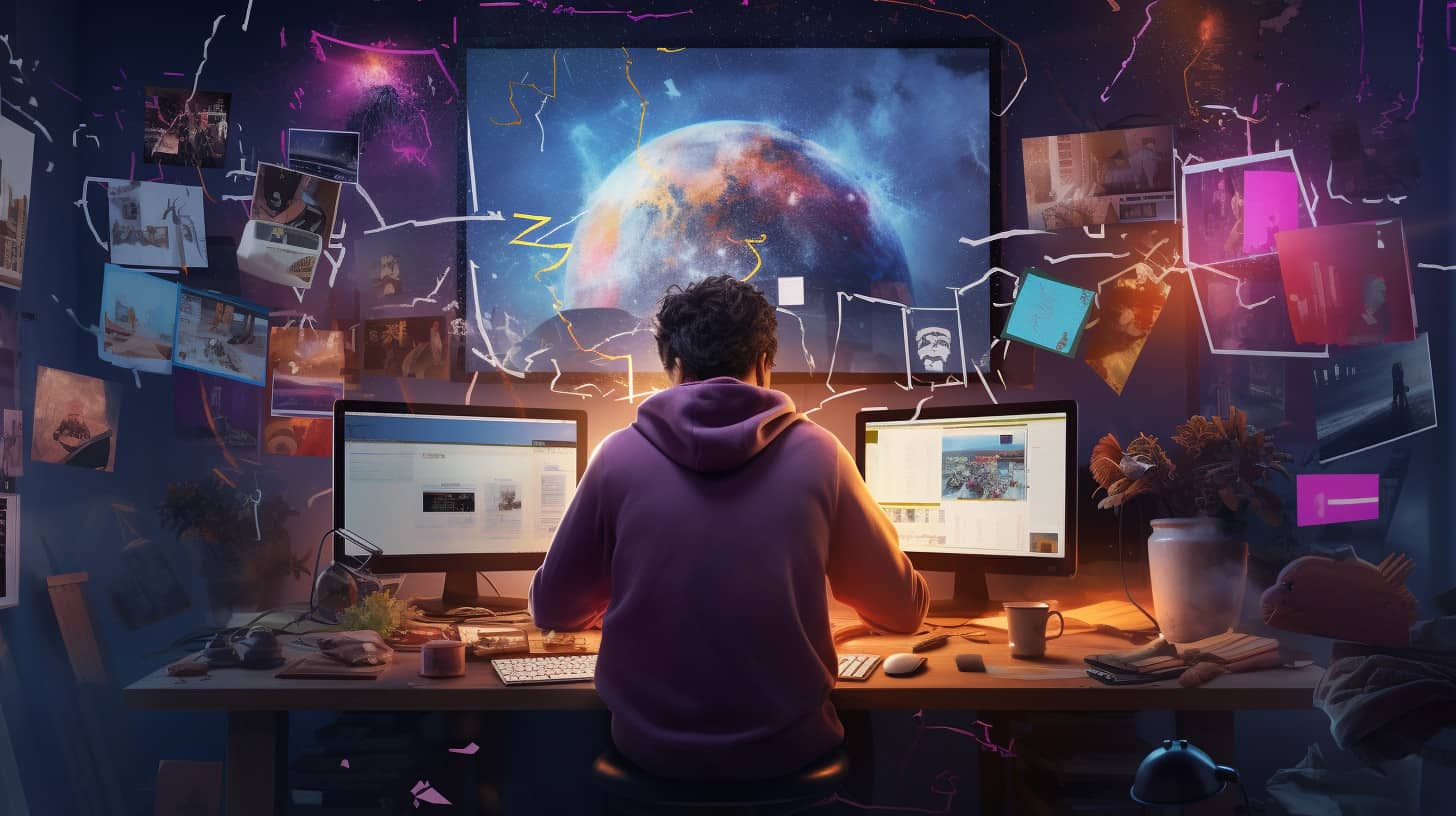 a VFX artist working at their desk